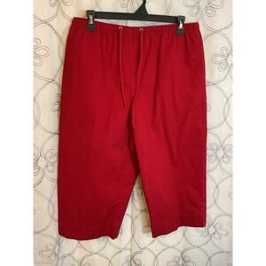 Women's Karen Scott Sport Capris Red Elastic Drawstrig Waist Size Medium